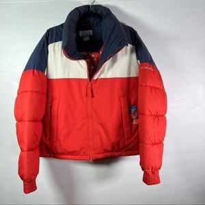 Columbia Pike Lake Cropped Jacket Womens XXL Red White Blue Insulated New